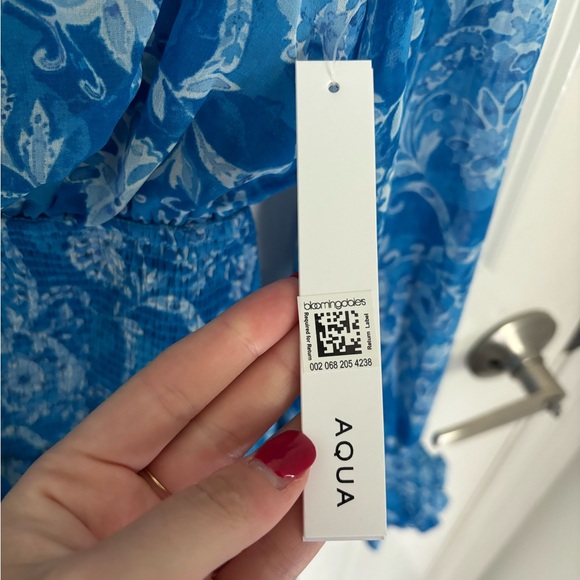 Aqua Watercolor Floral Print Smocked Mini Dress - 100% Exclusive - Picture 5 of 5